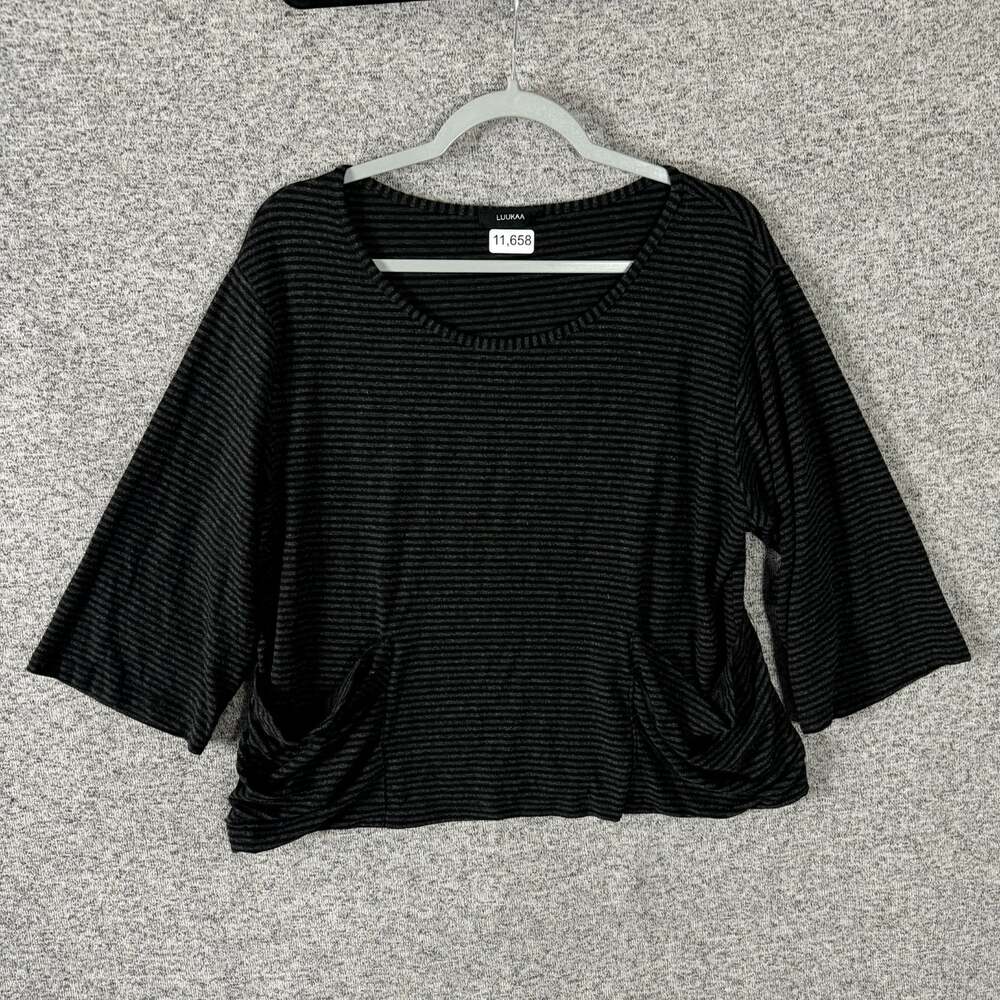 Luukaa Women's XS Long Sleeve Lagenlook Striped Stretch Shirt